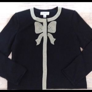 St. John Collection black beaded cardigan